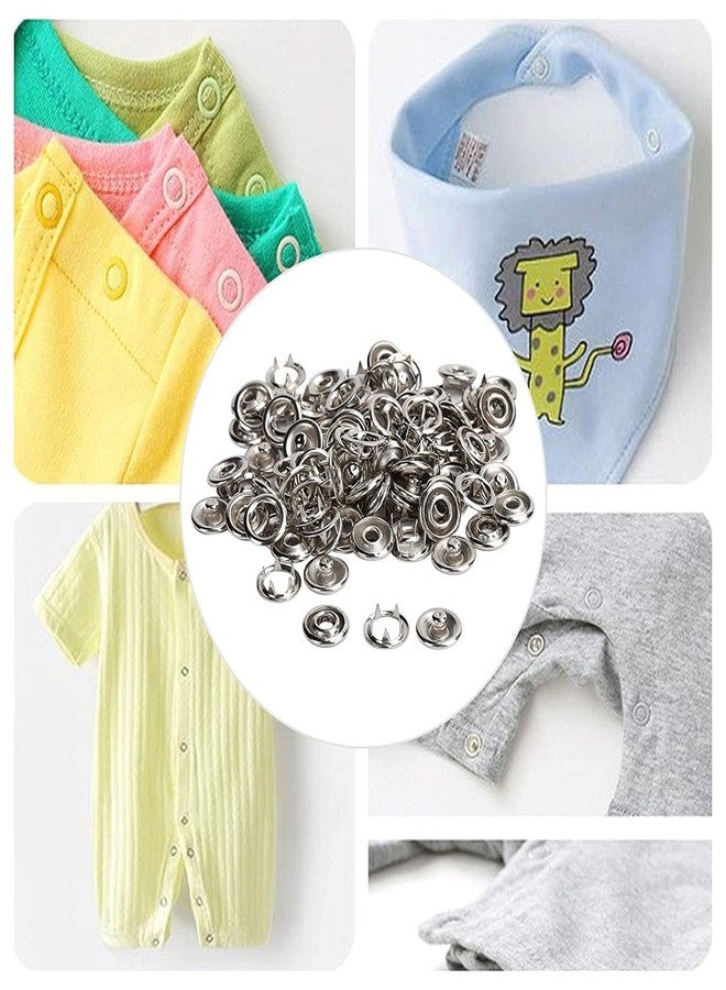 Tyagy Metal Snap Fasteners Kit, 100 Pieces Silver Button Set with Hand Pressure Pliers Tool, DIY Sewing Buttons for Clothing - Image 4